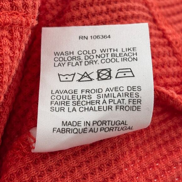 Kule Orange Red Rosewell Waffle Knit Cotton Quarter Zip Pullover - Picture 11 of 11